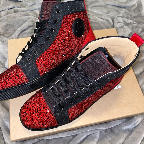 Christian Louboutin Red Glitter Orlando Flat - Picture 3 of 6